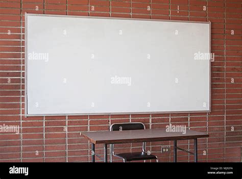 Empty Classroom. Teachers desk, Education Concept Stock Photo - Alamy