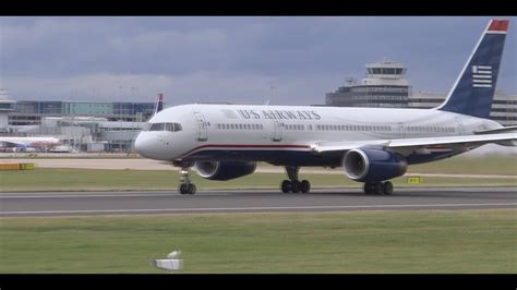 US Airways 757 Take off @ Manchester Airport - August 2014 - YouTube