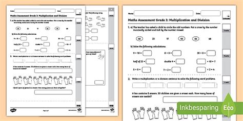 Multiplication and Division Assessment Pack Grade 3 - Twinkl