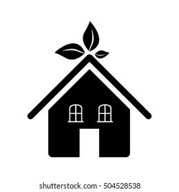 Black Silhouette Ecological House Vector Illustration Stock Vector (Royalty Free) 616784657 ...