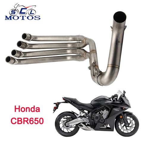 Sclmotos CBR650 CBR650F Stainless Steel Full Exhaust Mid Pipe Motorbike ...