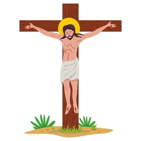 Jesucristo crucificado en una cruz de madera. 3211694 Vector en Vecteezy