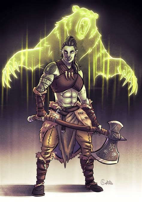 [OC] [Comm] Vola, A Half-Orc Bear Totem Barbarian : r/DnD