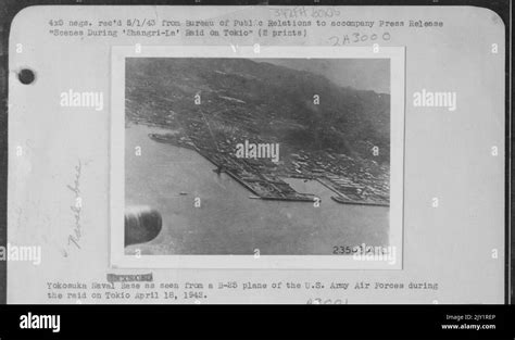 Yokosuka Naval Base as seen from a B-25 plane of the U.S. Army Air ...