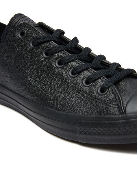 Converse Mens Chuck Taylor All Star Lo Leather Shoe - Black Monochrome ...