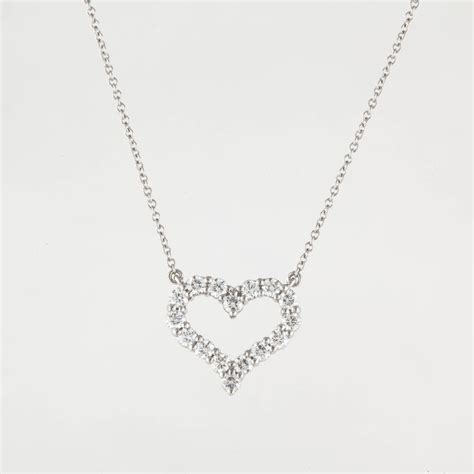 Tiffany and Co. Diamond Heart Necklace at 1stDibs | platinum heart necklace