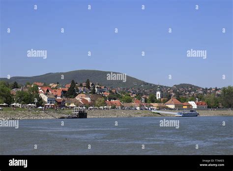 Szentendre village skyline seen from across the river, Hungary Stock Photo - Alamy