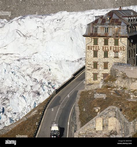 ice Furka glacier hotel Belvedere Rhone glacier glacier Switzerland ...