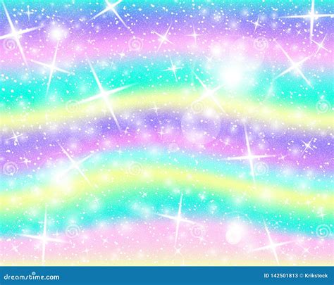 Unicorn Rainbow Background. Holographic Sky Stock Illustration - Illustration of glowing, baby ...