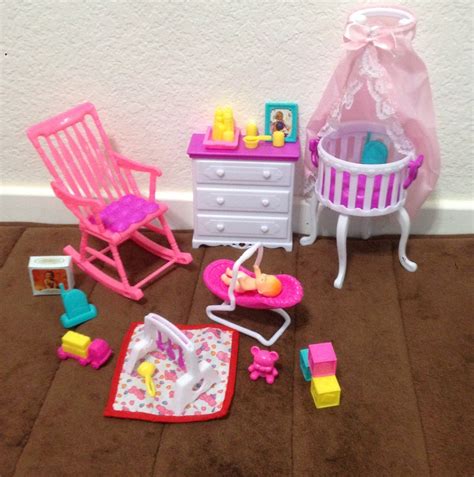 Amazon.com - Barbie Size Dollhouse Furniture- Gloria Baby Home Nursery Set - Doll Furniture ...