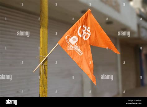 ANG77784 Saffron flag depicting Hinduism Flag printed with Lord Shiva Shivling and Om India ...