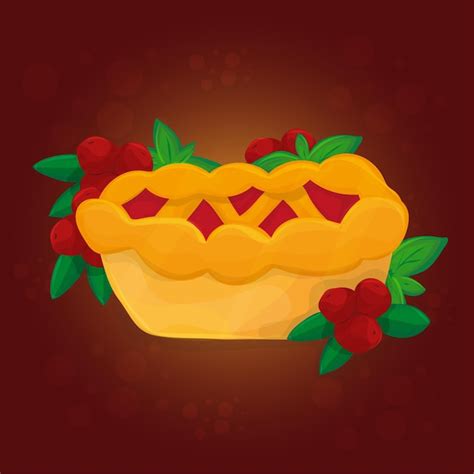 Premium Vector | Thanksgiving day traditional cranberry pie. autumn ...