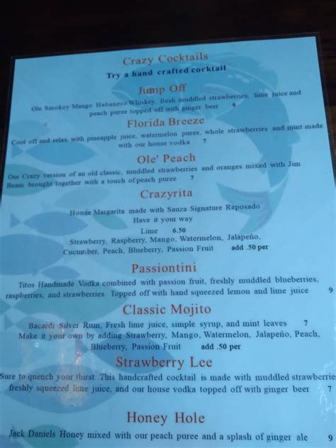 Menu at Crazy Fish Bar And Grill, Lake Wales