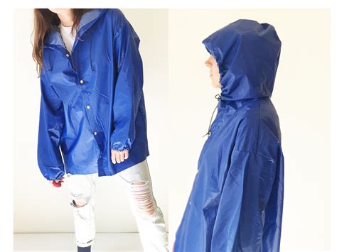 1970s 1980s Vintage PVC Raincoat Hooded Rain Jacket - Etsy