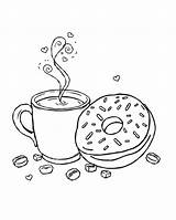 Coffee And Donut Coloring Page  Free Printable sketch template