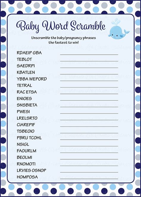 Baby Word Scramble Printable Game | Images and Photos finder