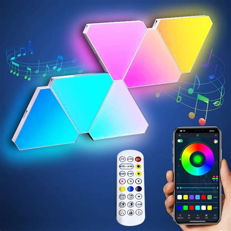 Buy Triangle LED Light Panels, Triangle Lights with 6 Connection Ports, Real RGBIC Gaming Lights ...