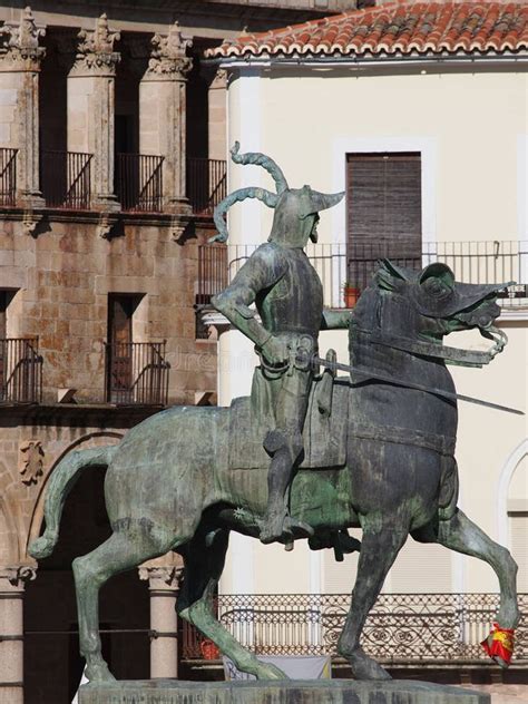 Equestrian Statue of Francisco Pizarro in Trujillo Stock Image - Image of travel, architecture ...