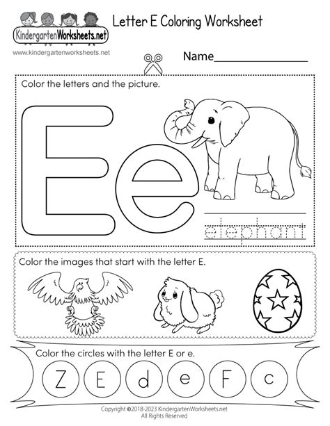 Letter E Coloring Worksheet - Free Printable, Digital, & PDF