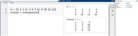 How to make and transpose a Matrix in MATLAB?