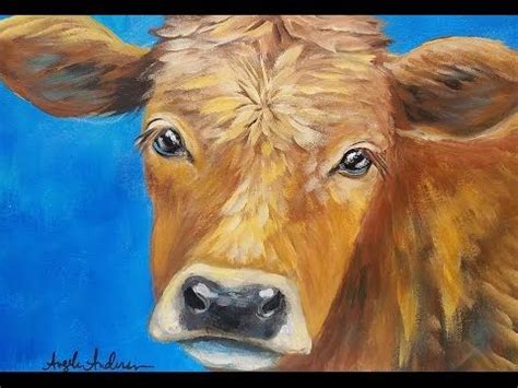 Cow Acrylic Painting Tutorial LIVE Beginner Step by Step Impressionist Lesson - YouTube | Cow ...