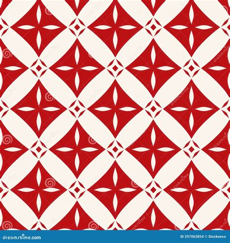 Red and White Geometric Pattern with Floral Designs Stock Illustration ...