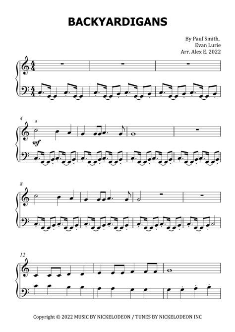 Backyardigans Theme Song (arr. Alex E.) by The Backyardigans Sheet Music for Easy Piano at Sheet ...