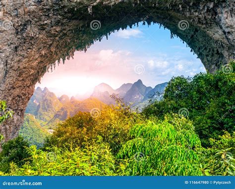 Moon Hill Near Yangshuo in Guangxi Province, China Stock Photo - Image ...