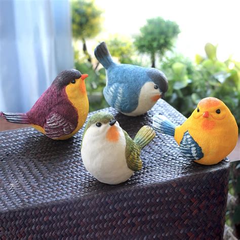 5INCH Mini Resin Blue Bird Garden or Home Decor Figurines, Songbird Classic Mini Bird Figurine ...