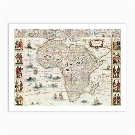 Vintage Map Of Africa Art Print by Fy! Classic Art Prints & Posters - Fy