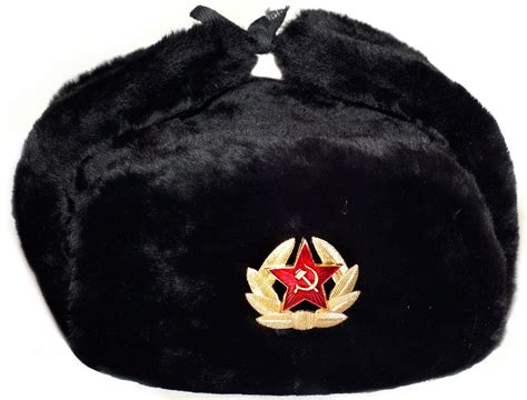 Ushanka Hat Black Fur Winter Authentic Russian USSR Military | Etsy | Ushanka, Star badge ...