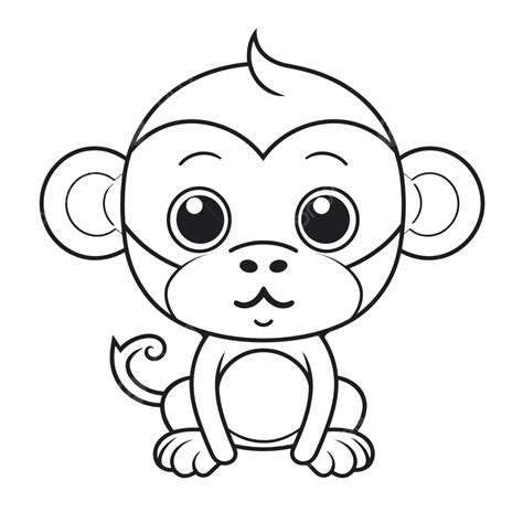 Cute Monkey Coloring Page With A Black And White Background Outline ...