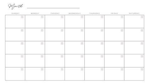 Blank Cute Calendar Template - Aila Annetta