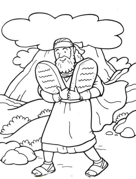 Printable Coloring Page Moses Ten Commandments