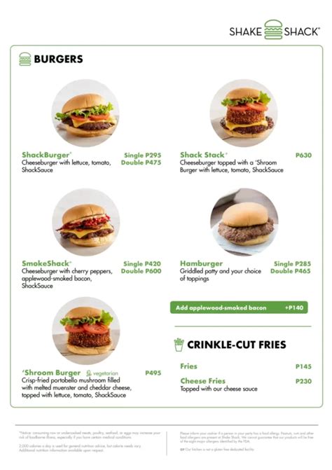 SHAKE SHACK Menu With Updated Prices Philippines 2024