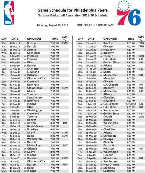 Philadelphia 76ers Schedule 2025 - Nike Tawsha