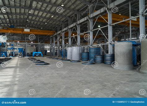 Modern Large Factory Warehouse Interior with Some Goods Stock Image ...