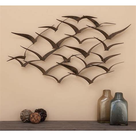 Litton Lane 47 in. x 26 in. Brown Iron Flying Birds Wall Decor Modern ...