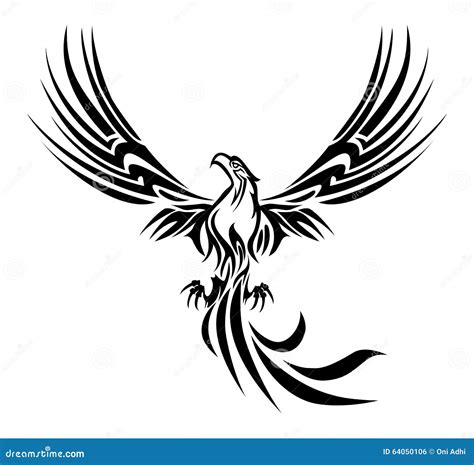 Phoenix tattoo stock illustration. Image of fire, flying - 64050106