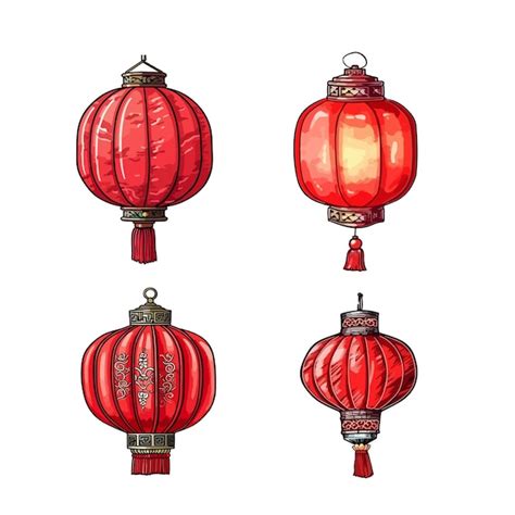 Premium Vector | Hand drawn cartoon Chinese red lantern on white ...