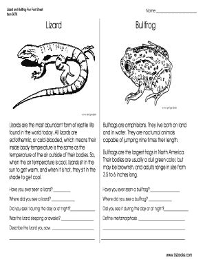 Fillable Online Lizard and Bullfrog Fun Sheets Fact sheet on lizard and bullfrogs for kids Fax ...