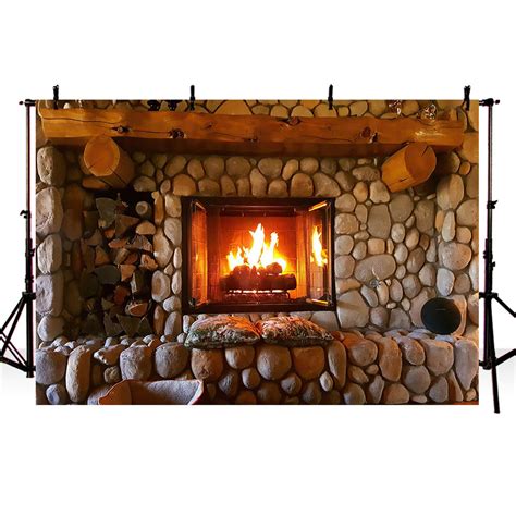 Christmas Brick Fireplace Background for Photography Fire Children Kid ...