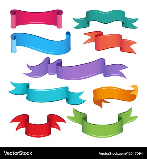 Empty cartoon ribbons and banners Royalty Free Vector Image