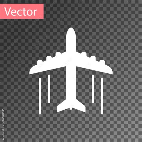 White Plane icon isolated on transparent background. Flying airplane ...