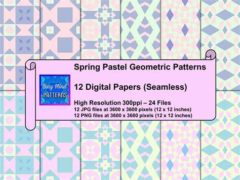 Spring Pastel Geometric Patterns Set Graphic by BusyMindPatterns · Creative Fabrica