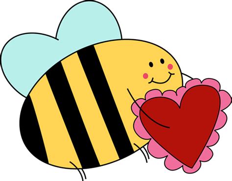 Bee Carrying Valentine Heart Clip Art - Bee Carrying Valentine Heart ...