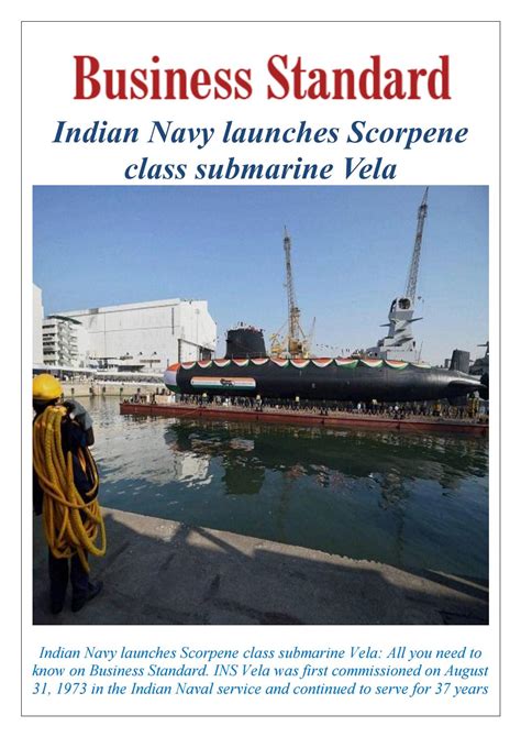 Indian Navy launches Scorpene class submarine Vela: by pruchika99 - Issuu