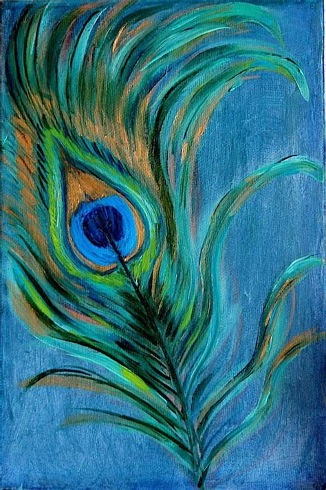 Peacock Feather Original Oil Painting on Canvas