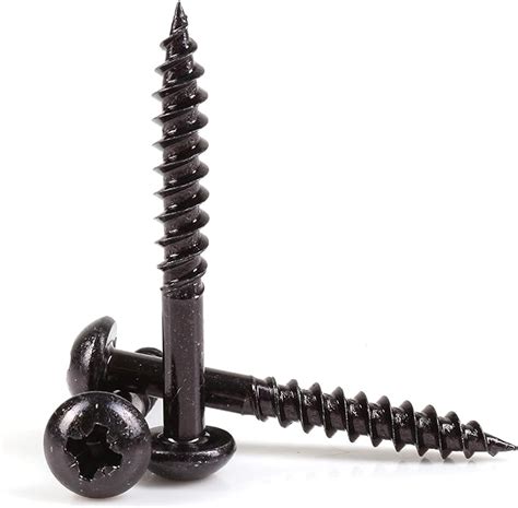 25x Timco Black Passivated Wood Screws 10G x 1 1/2" Round Head Coated ...