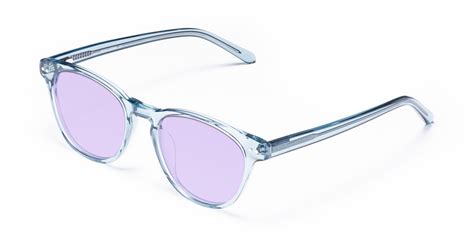 Light Blue Retro-Vintage Classic Acetate Tinted Sunglasses with Light Purple Sunwear Lenses - Blaze